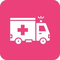 Ambulance Glyph Round Corner Background Icon vector