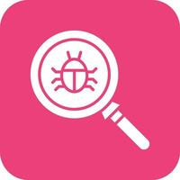 Bug Search Glyph Round Corner Background Icon vector
