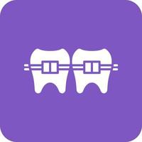 Tooth Braces Glyph Round Corner Background Icon vector