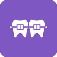 Tooth Braces Glyph Round Corner Background Icon vector