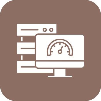icono de fondo de esquina redonda de glifo de velocidad de base de datos vector