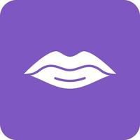 Lips Glyph Round Corner Background Icon vector