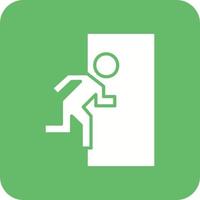 Fire Exit Glyph Round Corner Background Icon vector