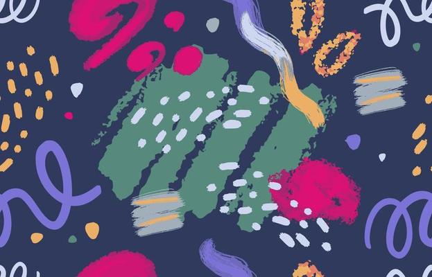 Handrawn Abstract Seamless Brush Pattern in Muted Festive Colors