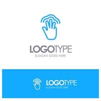 Fingers Gestures Hand Interface Multiple Touch Blue Outline Logo Place for Tagline vector