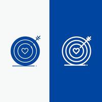 Target Love Heart Wedding Line and Glyph Solid icon Blue banner Line and Glyph Solid icon Blue banner vector