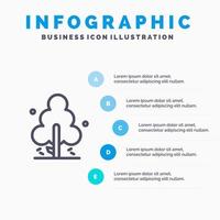 Nature Pine Spring Tree Line icon with 5 steps presentation infographics Background vector