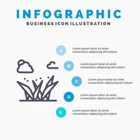 Grass Grasses Green Spring Line icon with 5 steps presentation infographics Background vector