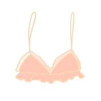 Hand drawn cute isolated clip art illustration of peach pink bralette with ruffles vector