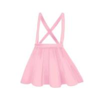 Hand-drawn cute isolated clip art illustration of kawaii pink skater skirt with straps vector