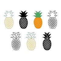 Pineapple vector. A set of icons in a flat style vector