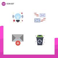 Mobile Interface Flat Icon Set of 4 Pictograms of idea message solution marketing city Editable Vector Design Elements