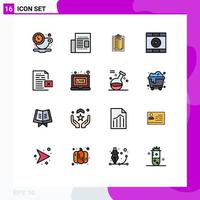 Flat Color Filled Line Pack of 16 Universal Symbols of delete start card play control Editable Creative Vector Design Elements