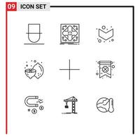 Universal Icon Symbols Group of 9 Modern Outlines of new fruit grid summer lemon Editable Vector Design Elements