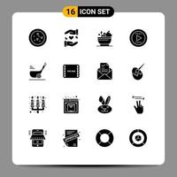 16 iconos creativos signos y símbolos modernos de pelota deportiva juego de palo natural elementos de diseño vectorial editables vector