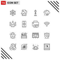 Set of 16 Modern UI Icons Symbols Signs for businessman weather australian rain tv tower Editable Vector Design Elements