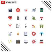 Mobile Interface Flat Color Set of 25 Pictograms of navigation gps celebration money money Editable Vector Design Elements