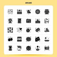 conjunto de iconos de arcade sólido 25 diseño de estilo de glifo vectorial conjunto de iconos negros diseño de ideas de negocios web y móvil ilustración vectorial vector