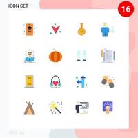 Pack of 16 Modern Flat Colors Signs and Symbols for Web Print Media such as manager human flask degrees avatar Editable Pack of Creative Vector Design Elements