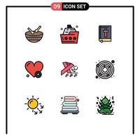 Universal Icon Symbols Group of 9 Modern Filledline Flat Colors of health add summer heartbeat religion Editable Vector Design Elements