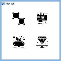 Universal Icon Symbols Group of 4 Modern Solid Glyphs of bound beet with leaves space electronics food Editable Vector Design Elements