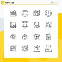 Modern Set of 16 Outlines Pictograph of internet power map gadgets devices Editable Vector Design Elements