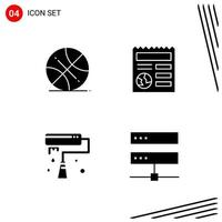 Collection of 4 Vector Icons in solid style Pixle Perfect Glyph Symbols for Web and Mobile Solid Icon Signs on White Background 4 Icons Creative Black Icon vector background