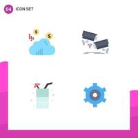 Flat Icon Pack of 4 Universal Symbols of cloud drink cctv surveillance juice Editable Vector Design Elements