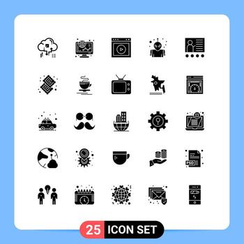 25 Universal Solid Glyphs Set for Web and Mobile Applications space alien online website ux Editable Vector Design Elements