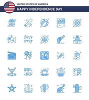 Set of 25 Modern Blues pack on USA Independence Day star usa american flag day Editable USA Day Vector Design Elements