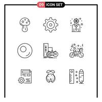 Modern Set of 9 Outlines and symbols such as bicycle play modern joystick game Editable Vector Design Elements