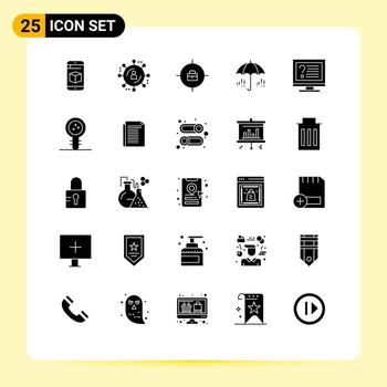 Set of 25 Modern UI Icons Symbols Signs for info contact bag computer weather Editable Vector Design Elements