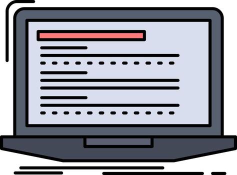 Code coding computer monoblock laptop Flat Color Icon Vector