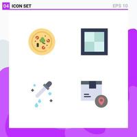 4 Universal Flat Icons Set for Web and Mobile Applications pizza pipette apartment interior box Editable Vector Design Elements