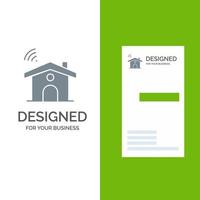 Wifi Service Signal House Grey Logo Design and Business Card Template vector