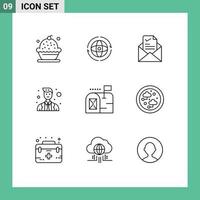 Pictogram Set of 9 Simple Outlines of officer officer attom good job Editable Vector Design Elements