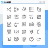 Modern 25 Line style icons Outline Symbols for general use Creative Line Icon Sign Isolated on White Background 25 Icons Pack Creative Black Icon vector background