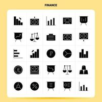 conjunto de iconos de finanzas sólidos 25 diseño de estilo de glifo vectorial conjunto de iconos negros diseño de ideas de negocios web y móvil ilustración vectorial vector