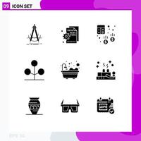 Modern Set of 9 Solid Glyphs and symbols such as nature forest page finance business Editable Vector Design Elements