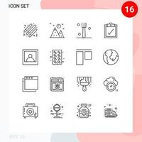 16 iconos creativos signos y símbolos modernos de píldoras cápsula tenedor tarea fotográfica elementos de diseño vectorial editables vector