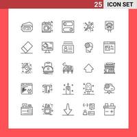 Pack of 25 creative Lines of public stop switch bus tool Editable Vector Design Elements