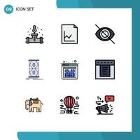 Set of 9 Modern UI Icons Symbols Signs for website error eye time early Editable Vector Design Elements