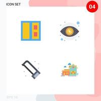 Set of 4 Modern UI Icons Symbols Signs for building plumbing eye money home Editable Vector Design Elements