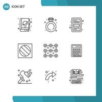 Set of 9 Vector Outlines on Grid for shadow editing wedding full shadow file Editable Vector Design Elements