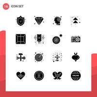 16 Universal Solid Glyphs Set for Web and Mobile Applications production up idea next arrow Editable Vector Design Elements