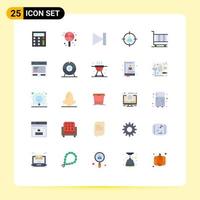 Flat Color Pack of 25 Universal Symbols of finance business last user target Editable Vector Design Elements