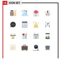 Flat Color Pack of 16 Universal Symbols of measure circle laboratory architect safety Editable Pack of Creative Vector Design Elements