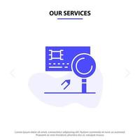 Our Services Analysis Banking Card Detection Fraud Solid Glyph Icon Web card Template vector