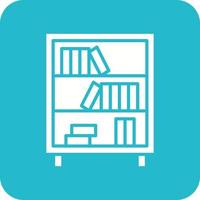 Bookshelf Glyph Round Corner Background Icon vector