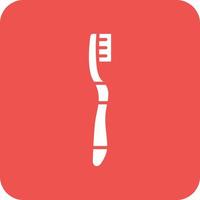 Tooth Brush Glyph Round Corner Background Icon vector